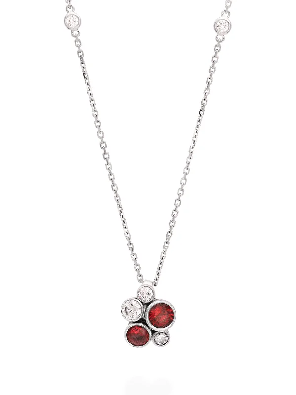 Simple necklaces for women-Raindance Platinum Ruby Cluster Pendant