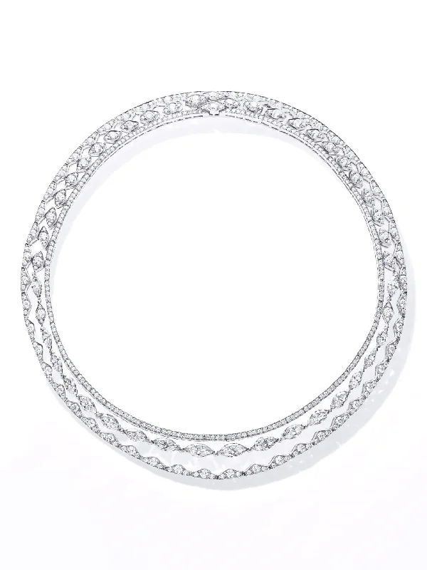 Women’s luxurious diamond necklaces-The Tide Triple Row Diamond Collar