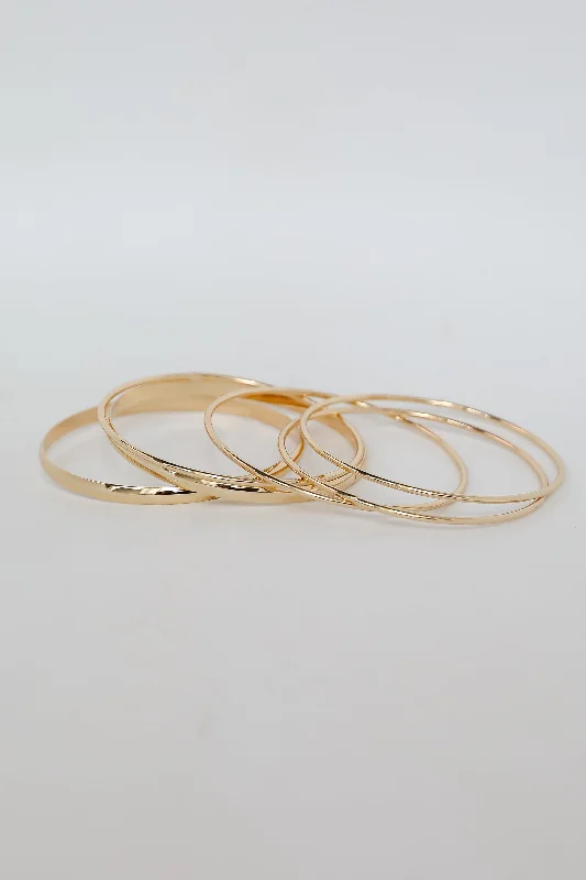 Women’s tennis bracelets-Missy Gold Bangle Set