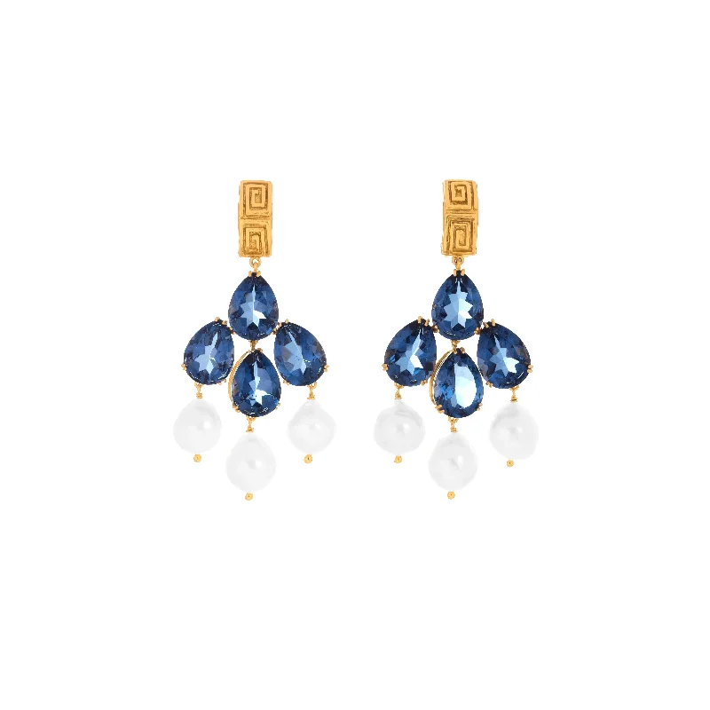 Women’s crystal earrings-Mykonos Earrings Sapphire Quartz