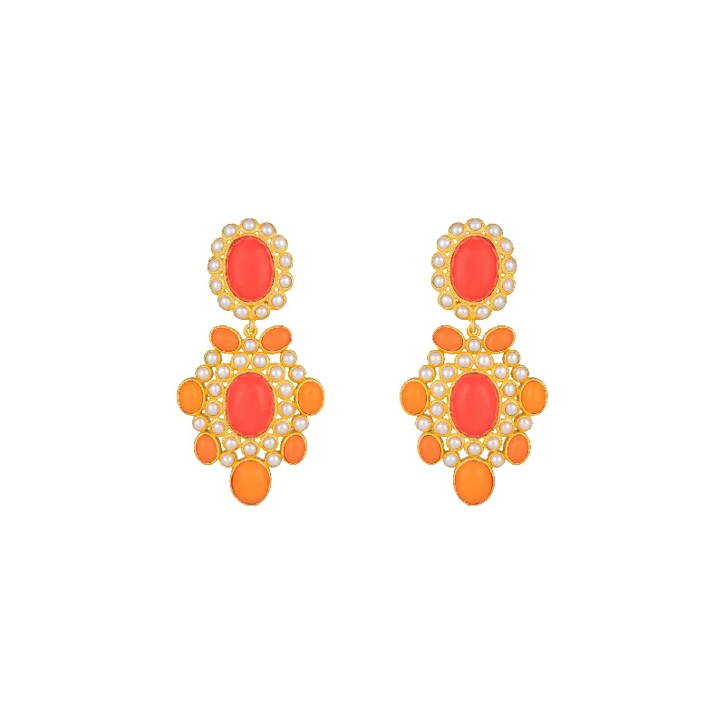 Women’s trendy hoop earrings-Isola Earrings Orange & Red Coral & Pearls