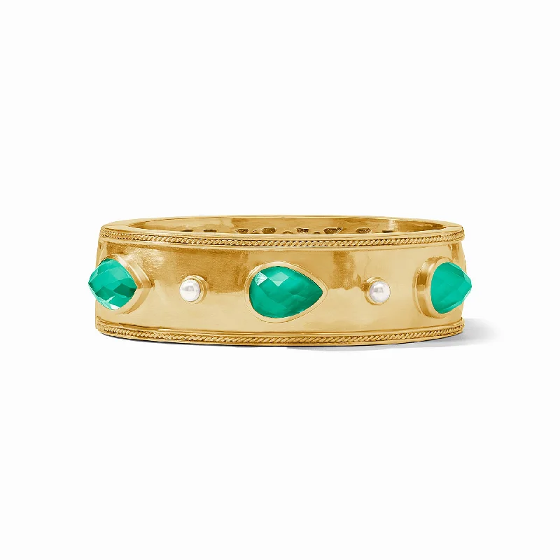 Women’s stretch bracelets-Cannes Stone Statement Hinge Bangle