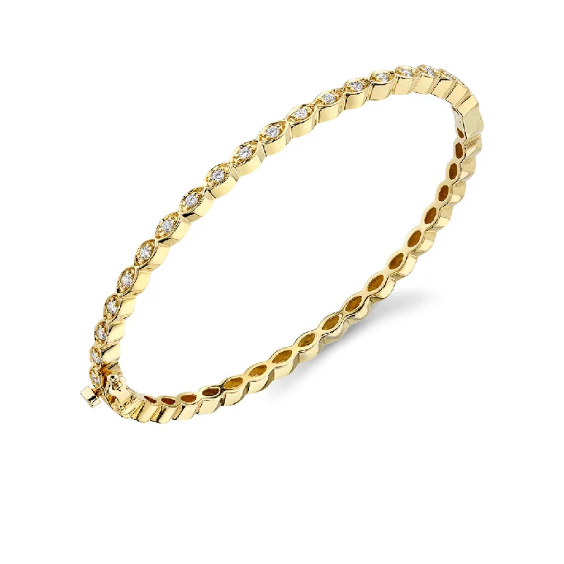 Women’s chunky bracelets-Gold & Diamond Small Marquise Eye Bangle