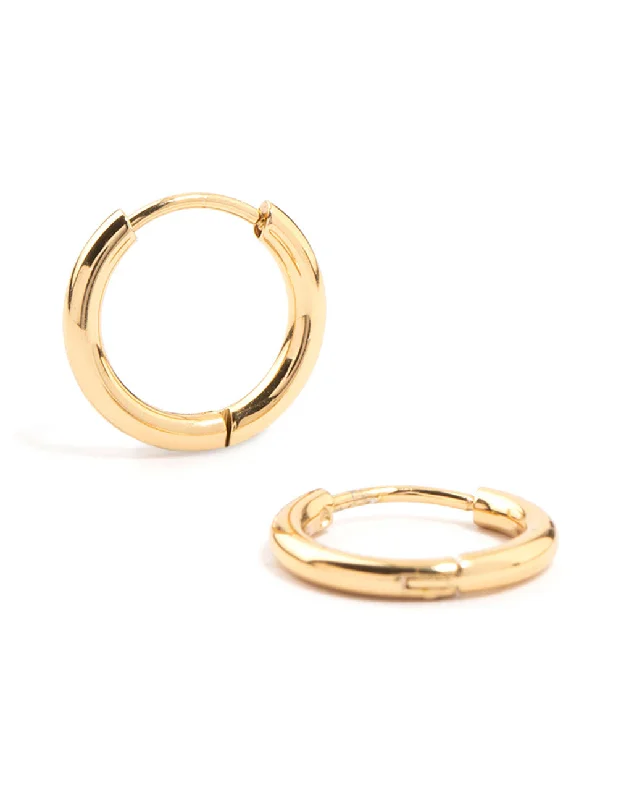 Women’s celestial earrings-Waterproof Gold Plated Stainless Steel Core Clicker Earrings 14 MM