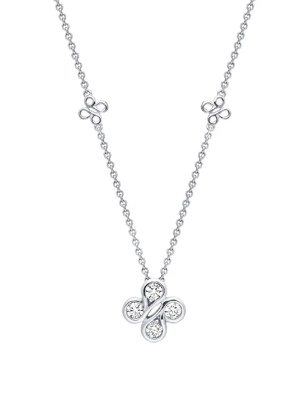 Custom necklace designs for women-Be Boodles Mini White Gold Diamond Pendant