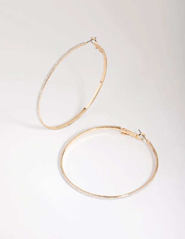 Women’s gemstone drop earrings-Gold Glitter Hoop Earrings