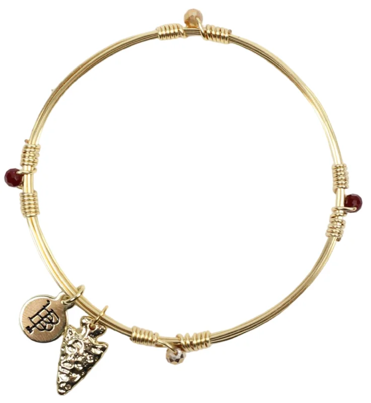 Women’s adjustable charm bangles-The Gameday Bangle - Garnet + Gold