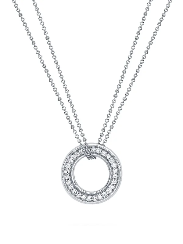 Women’s chokers-Roulette Medium White Gold Diamond Pendant