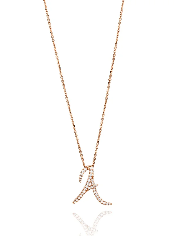 Women’s necklaces with intricate patterns-Love Letter Diamond Rose Gold Pendant