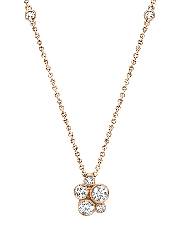 Classic gold necklaces for women-Raindance Rose Gold Cluster Pendant