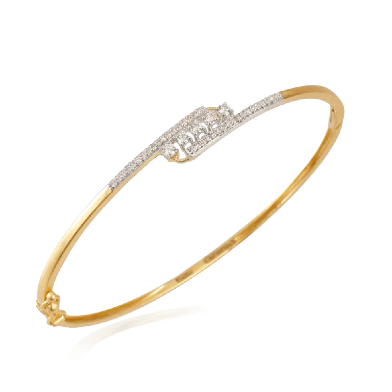 Women’s diamond bangles-18KT (750) Yellow Gold And Diamond Bangle For Women