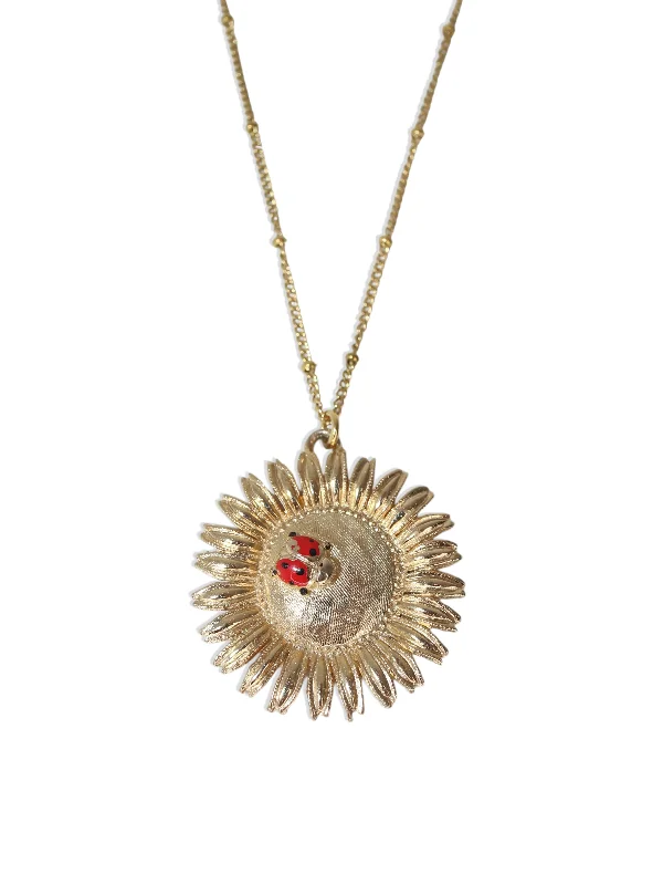 Women’s necklaces with intricate patterns-Vintage Sunflower Necklace