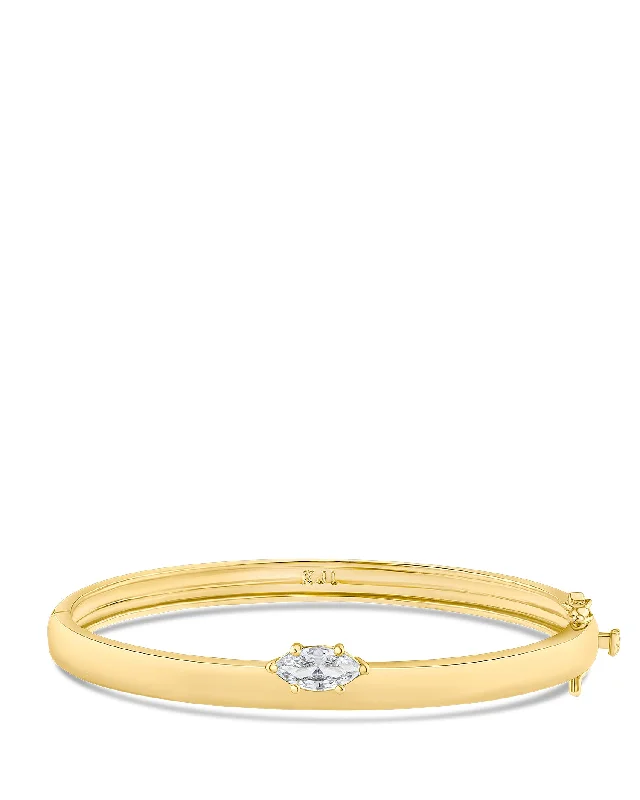 Classic bangles for women-Marquise CZ Hinged Bangle