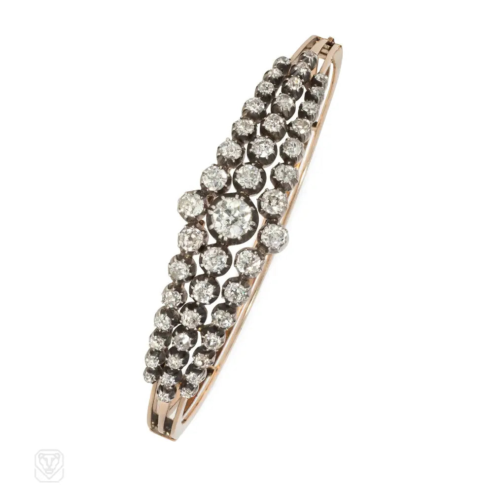 Women’s gemstone bracelets-Antique graduated diamond bangle