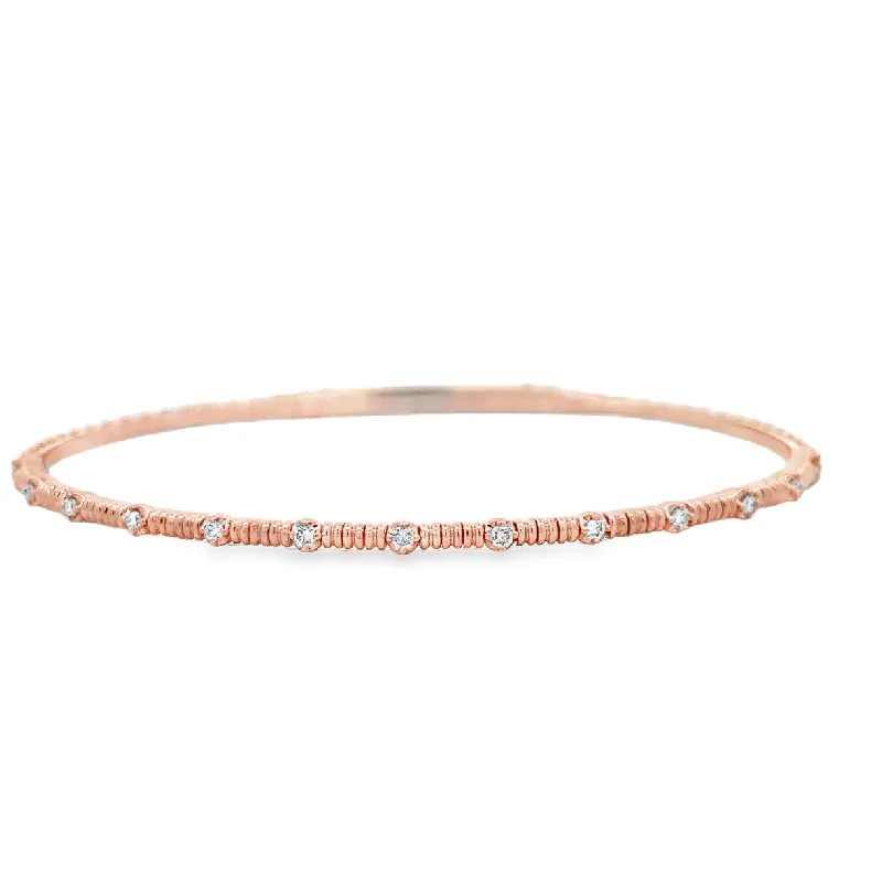 Women’s stretch bracelets-Diamond Accented Flexible Bangle in Rose Gold