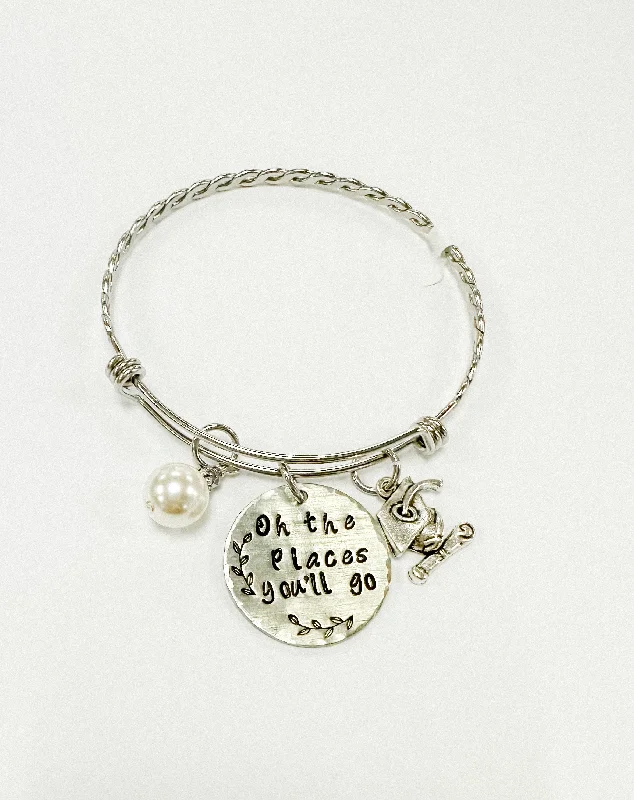 Women’s gemstone charm bracelets-Oh the Places You’ll Be Bangle