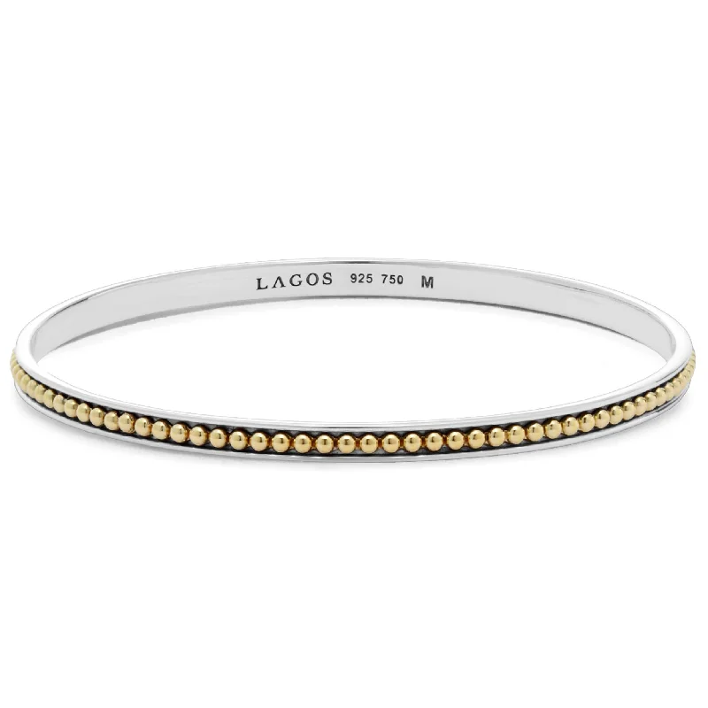 Women’s bangles with engraving-KSL Two-Tone Caviar Beaded Bangle