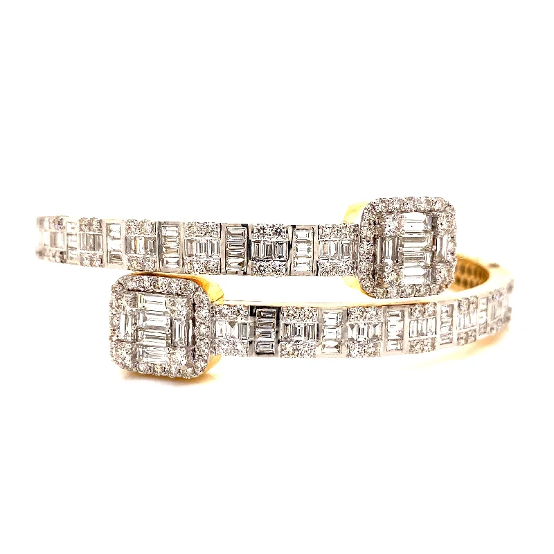 Classic women’s bangles-Square Baguette Diamond Bangle