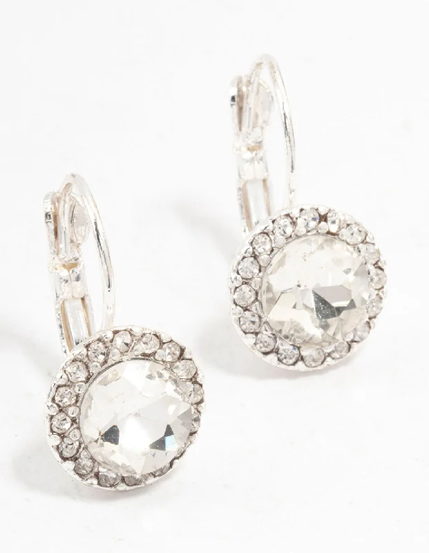 Women’s eco-conscious earrings-Silver  Continental  Bohemia Czech Crystal Halo Stud Earrings