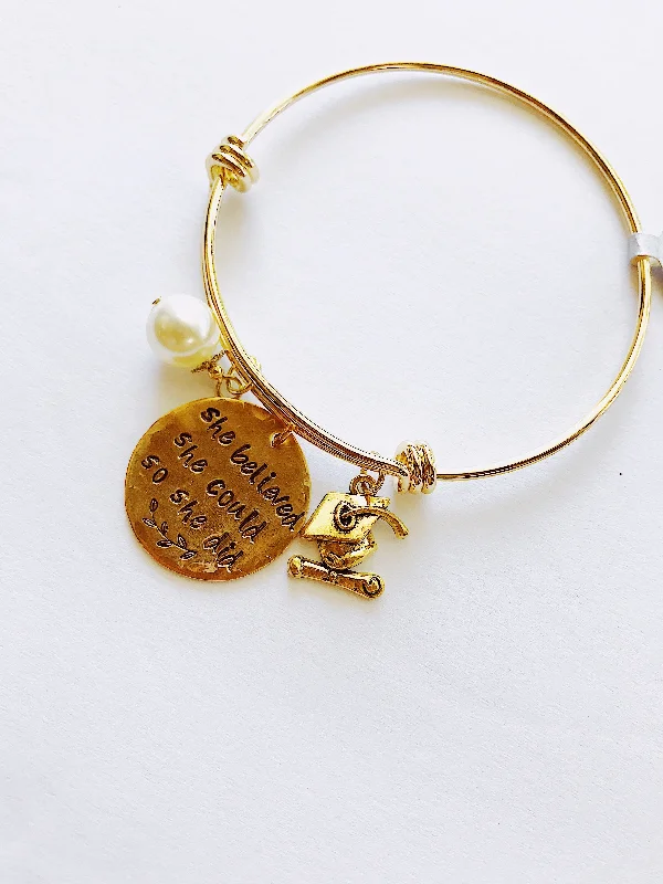 Women’s adjustable bangle bracelets-She Believed She Could So She Did Bangle