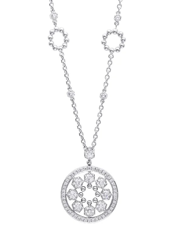 Women’s necklaces with geometric shapes-Circus Classic White Gold Diamond Pendant