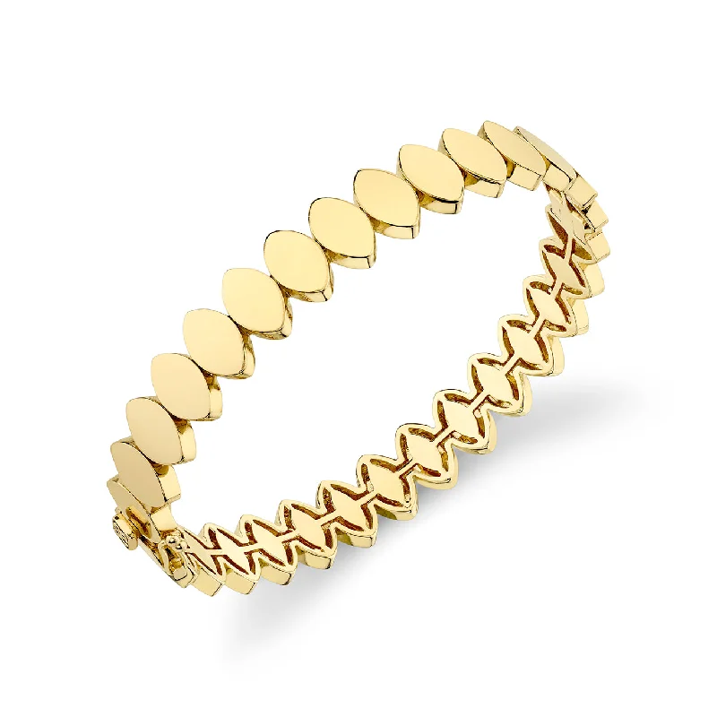 Women’s sparkling bracelets-Pure Gold Marquise Eye Hinge Bangle