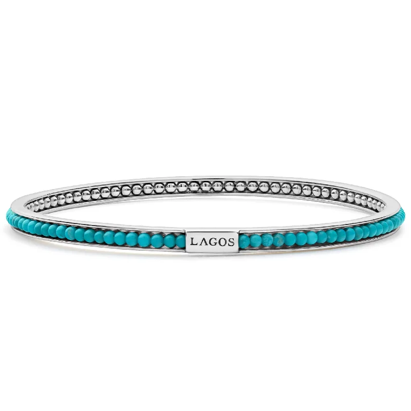 Elegant bangles for women-Caviar Icon Turquoise Bangle