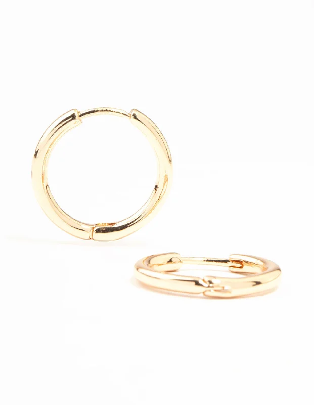 Women’s vintage-style earrings-Small Fine Gold Clicker Hoop Earrings