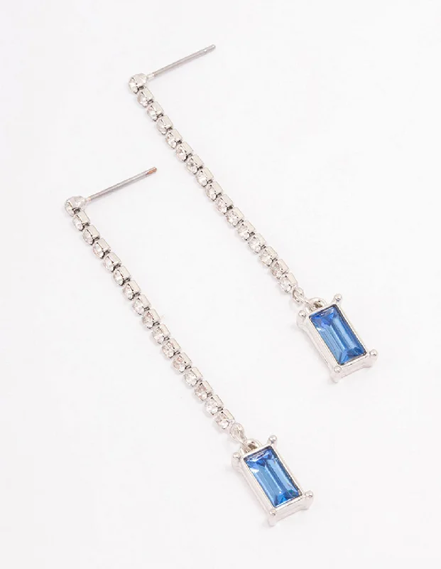 Women’s luxury gemstone earrings-Silver Cup Chain Radiant Drop Earrings