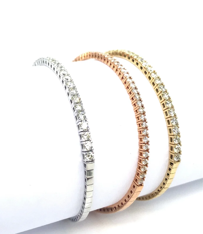 Women’s gemstone bracelets-2.5CT Flexible Diamond Tennis Bangle