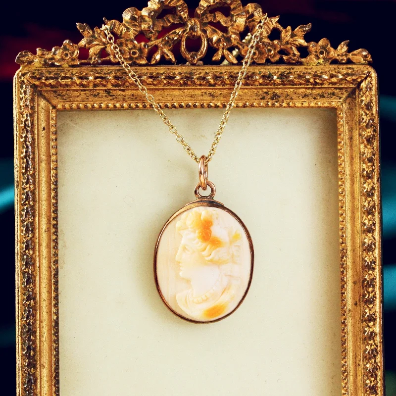 Women’s diamond necklaces-Pretty Vintage Pink Coral Cameo Pendant