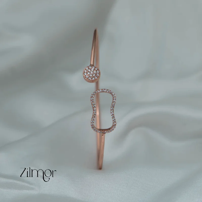 Personalized silver bangles for women-ZM101404 - 925 Silver Rose Gold Adjustable Bangle