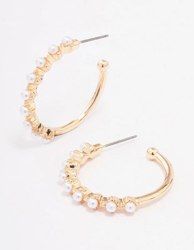 Women’s vintage-style earrings-Gold Encased Round Diamante Hoop Earrings