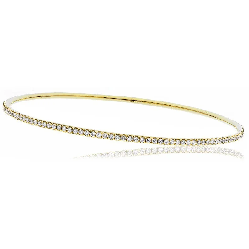 Women’s large statement bangles-DIAMOND FULL SET BANGLE IN 18K YELLOW GOLD