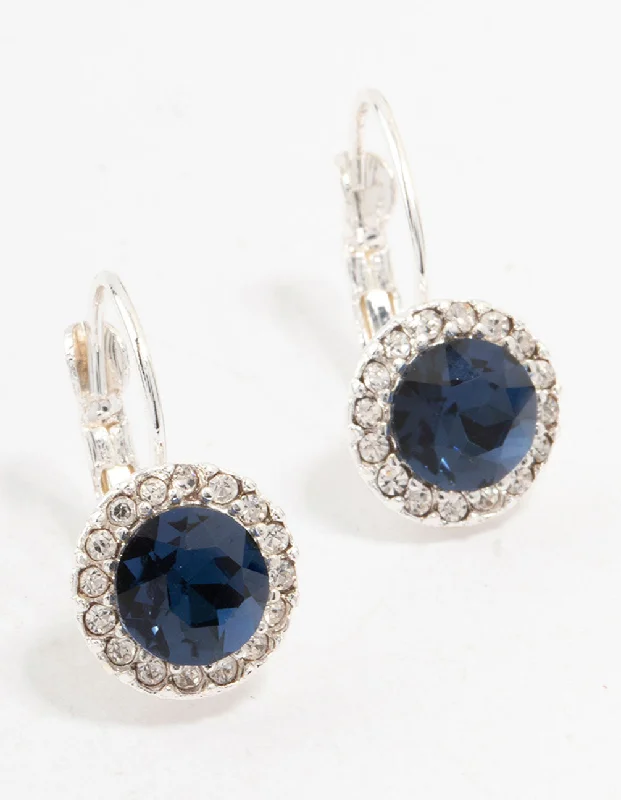 Women’s birthstone earrings-Silver Continental Czech Crystal Halo Stud Earrings