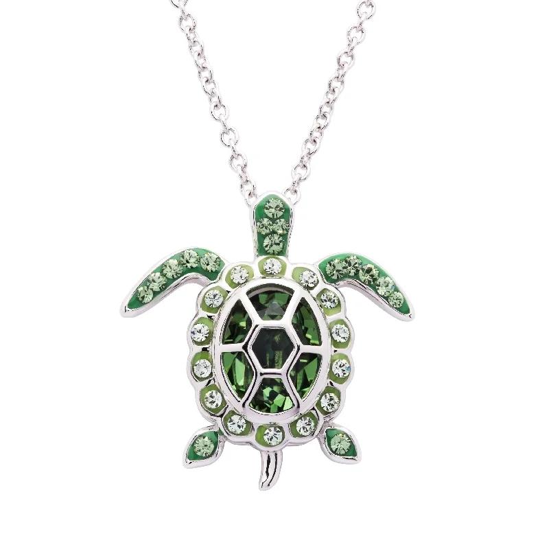 Elegant necklaces for special occasions-August Turtle Birthstone Pendant With Swarovski Crystals