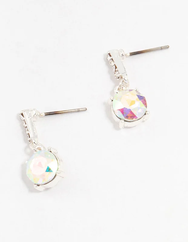 Diamond earrings for women-Silver Cup Chain Bohemia Czech Crystal Drop Earrings