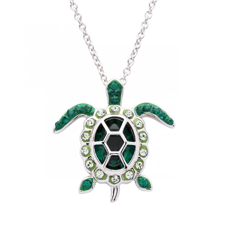 Women’s necklaces with evil eye pendants-May Turtle Birthstone Pendant With Swarovski Crystals