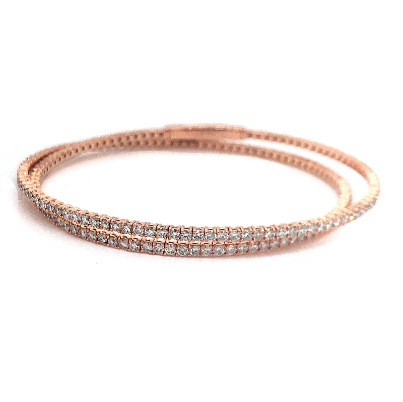 Women’s stylish leather bangles-Diamond Flex Bangle