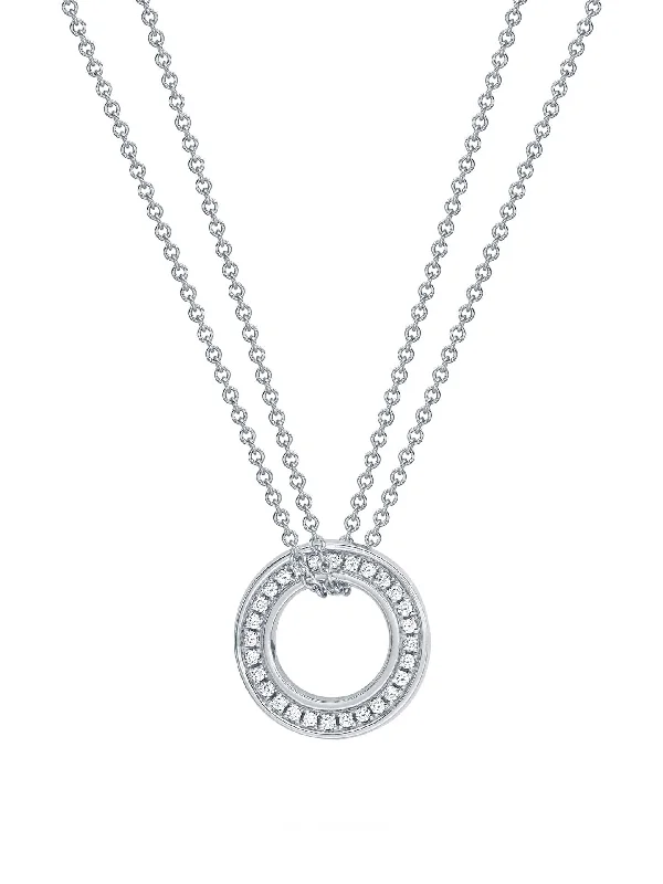 Unique gold necklaces for women-Roulette Small White Gold Diamond Pendant