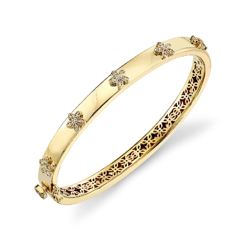 Women’s vintage bangles-Gold & Diamond Plumeria Bangle