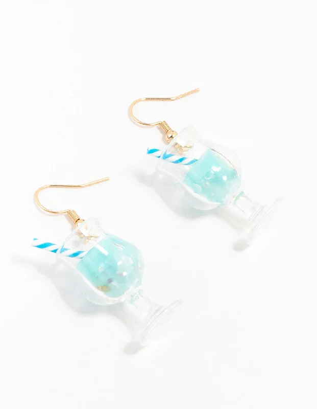 Women’s rose gold stud earrings-Plastic Cocktail Straw Drop Earrings