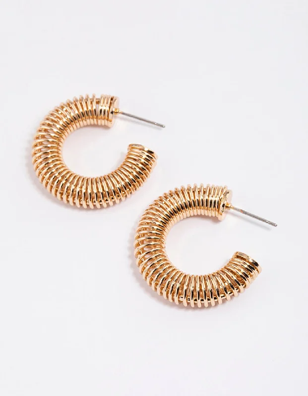 Women’s luxury diamond earrings-Gold Spring Circle Hoop Earrings