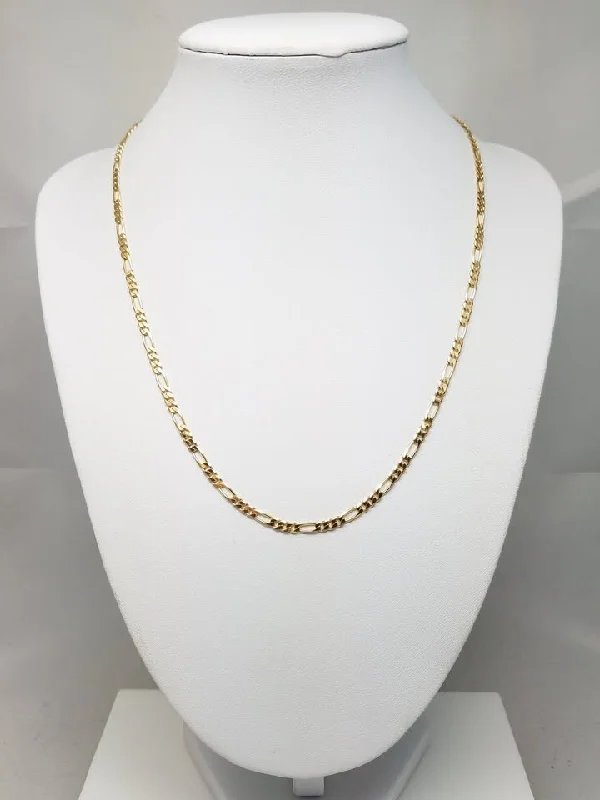 Women’s necklaces with geometric shapes-Classic 18" Solid 14k Yellow Gold Figaro Link Chain Necklace Italy