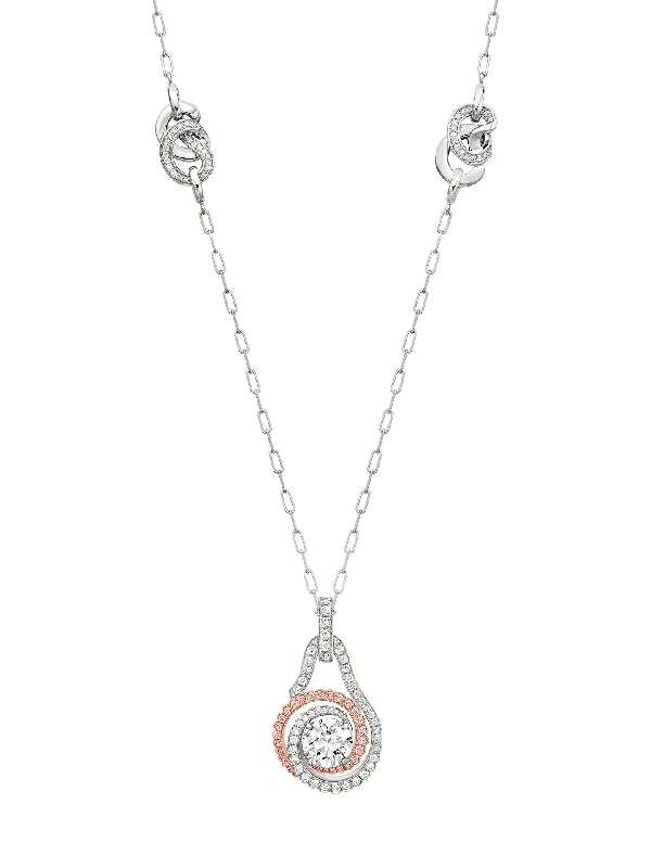 Women’s necklaces with floral pendants-Monaco Pink and White Diamond Pendant