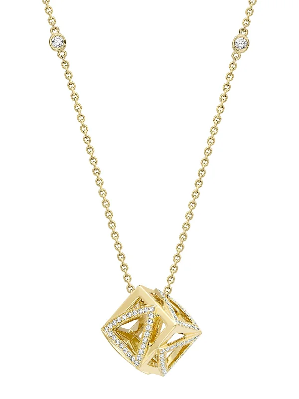 Stylish women’s necklaces-Be You Yellow Gold Cube Pendant