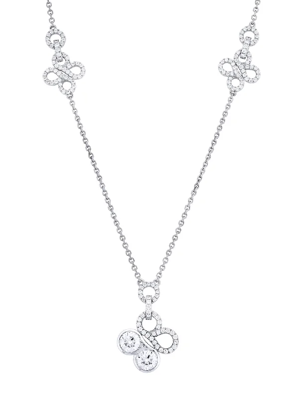 Simple silver necklaces for women-Be Boodles Large White Gold Diamond Pendant