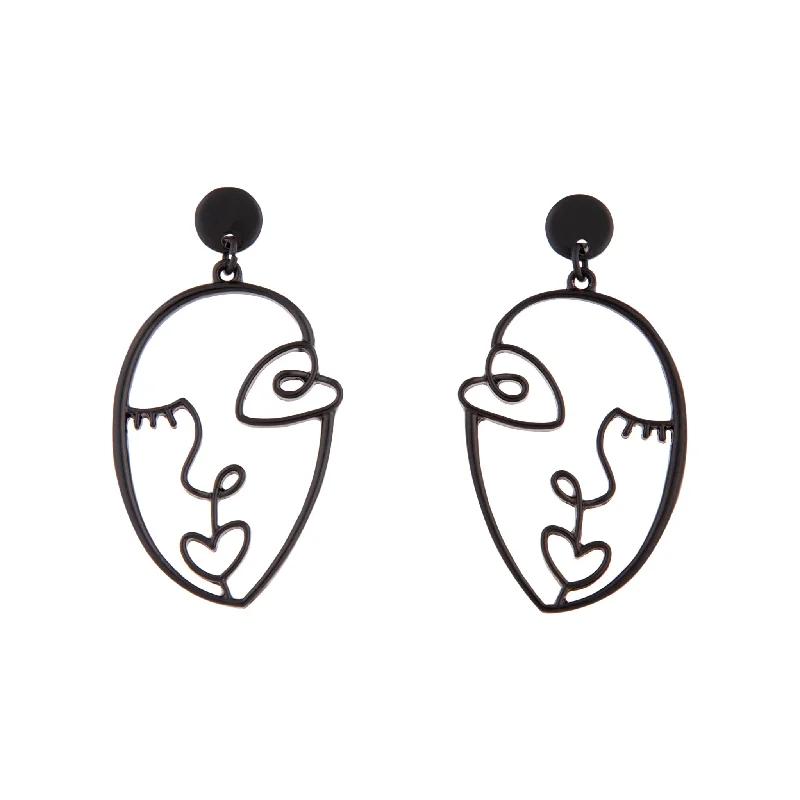 Women’s clip-on earrings-Black Artist Inspired Face Earrings