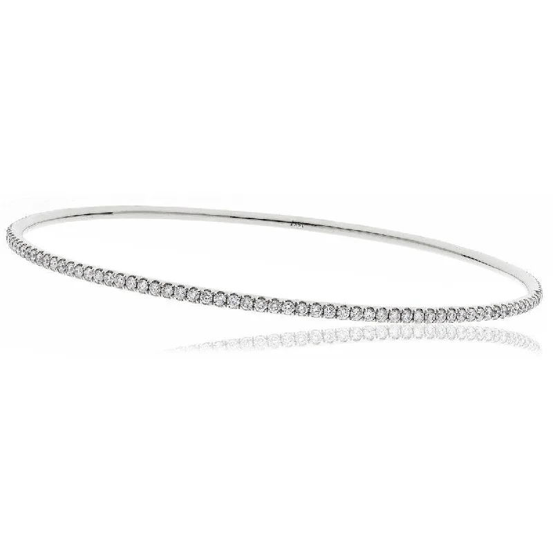 Women’s multi-colored bangles-DIAMOND FULL SET BANGLE IN 18K WHITE GOLD