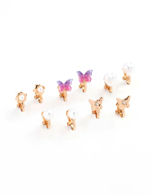 Affordable earrings for women-Gold Ombre Star Clip On Earring 8-Pack